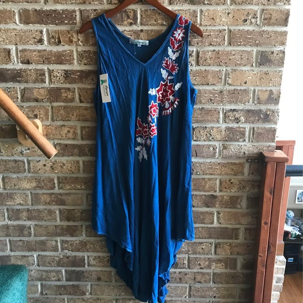 Floral embroidered tank dress